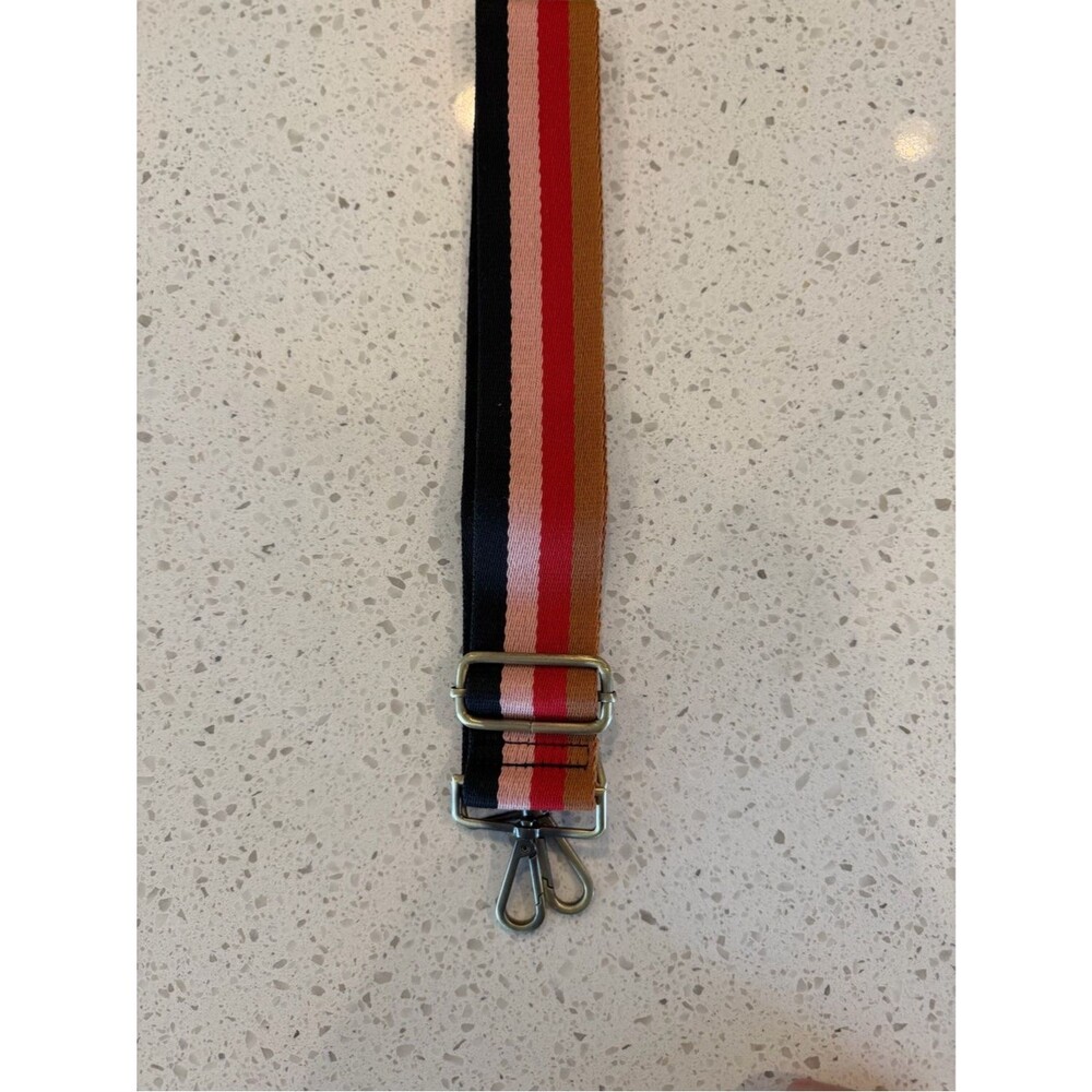 Bodomint Rainbow Bag Strap in Rose Pink, Red, Black, Tan Striped NWOT